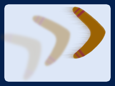 A boomerang flying through the air, representing karma coming back around